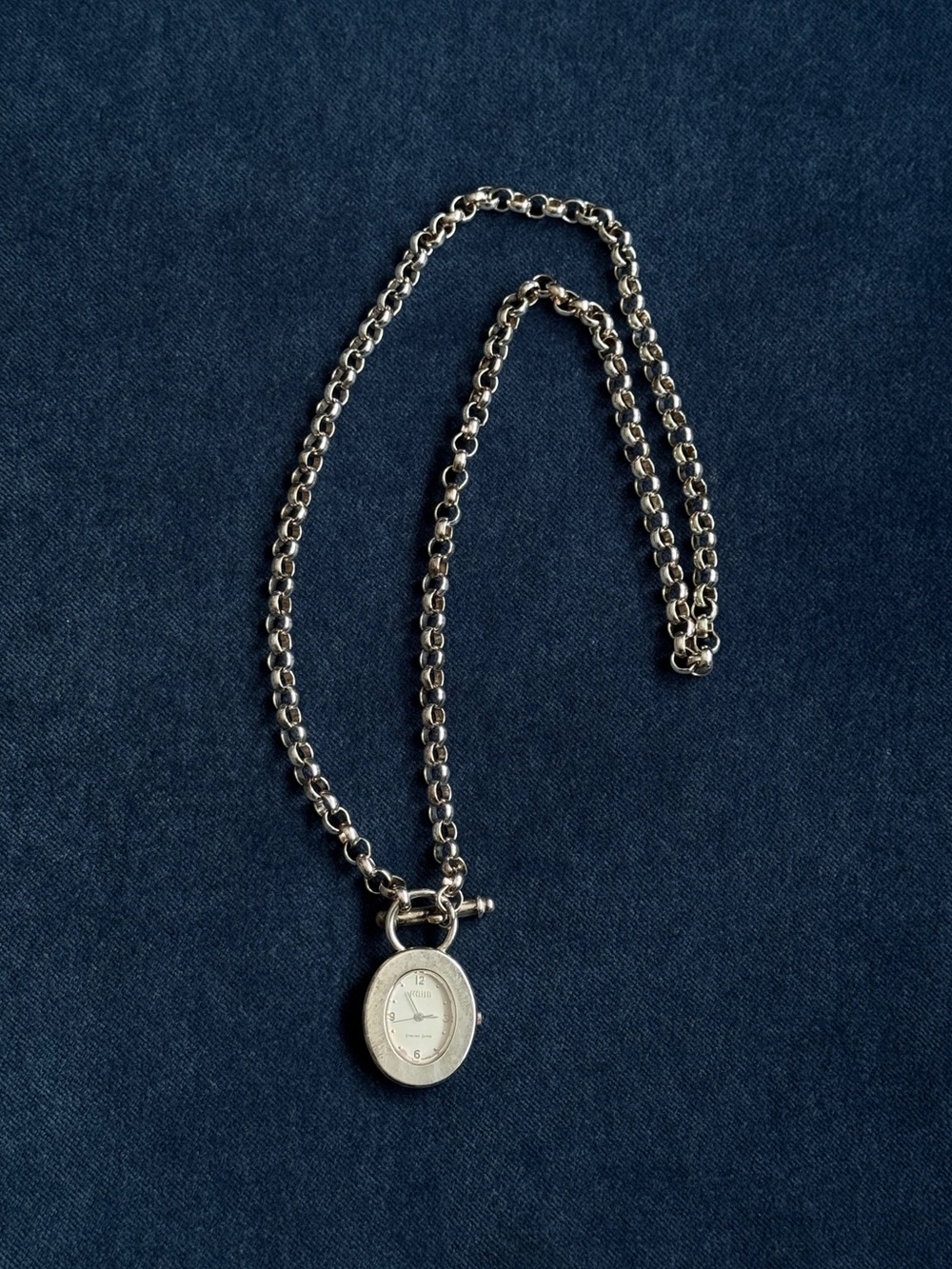 Rare ECCLISSI Sterling Silver Pocket Watch Pendant Necklace